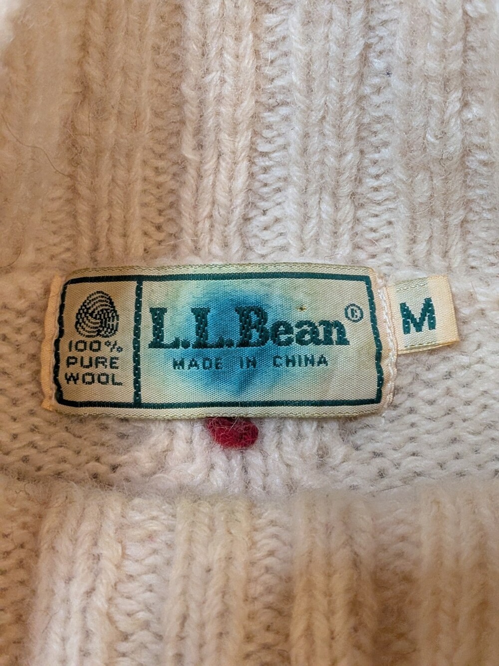 VTG LL Bean Women M 100% Wool Cable Knit Mock Neck Sweater Christmas Cottagecore - Picture 3 of 10